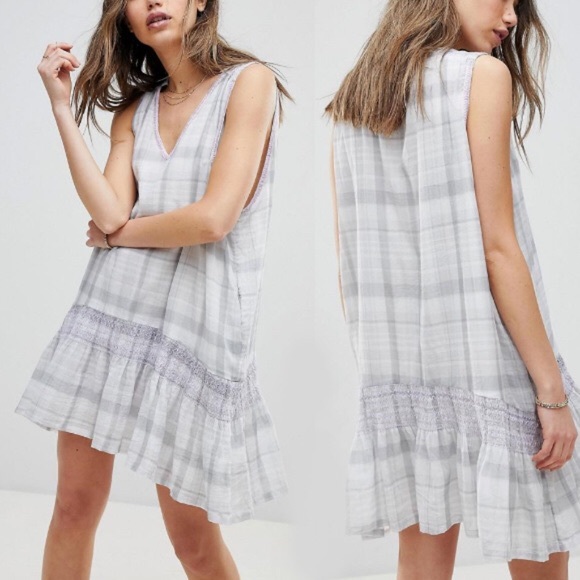 Free People Dresses & Skirts - free people run with me plaid mini shift dress med